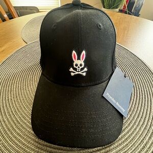 Psycho Bunny Black Hat with Skull Bunny Emblem